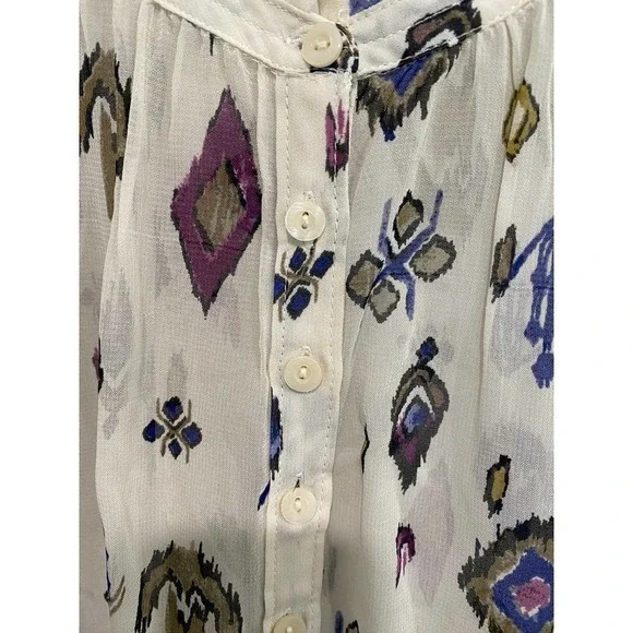 LUCKY BRAND aztec design cream color long sleeve blouse /top, size XL - Picture 3 of 5